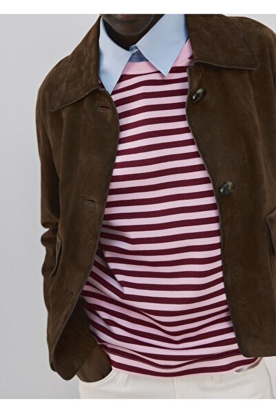 MANGO Woman Çizgili kısa kollu tişört