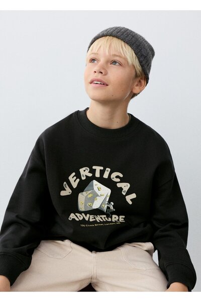 MANGO Kids Desenli pamuklu sweatshirt