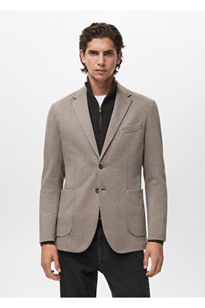 MANGO Man Slim fit mikro kazayağı desenli blazer ceket