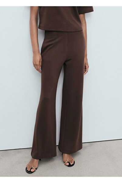 MANGO Woman Düz kesim pamuklu pantolon