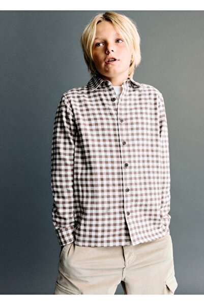 MANGO Kids Hemd mit quadratischem Muster