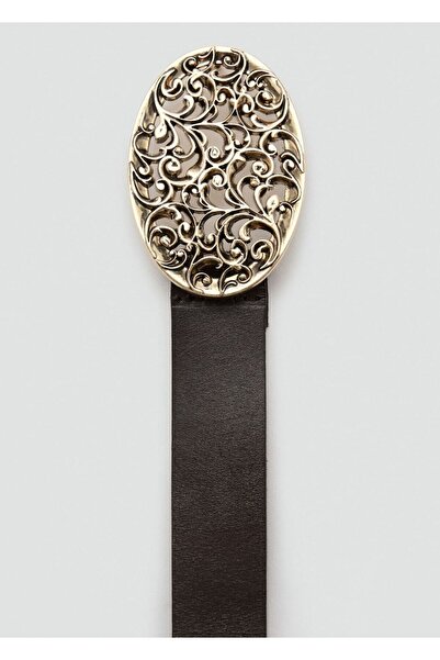 MANGO Woman Oymalı tokalı deri kemer