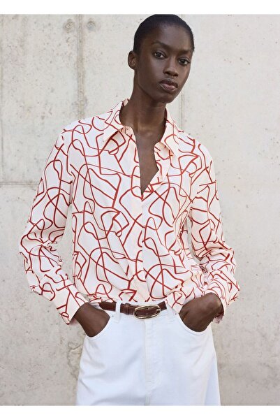 MANGO Woman Soyut desenli gömlek