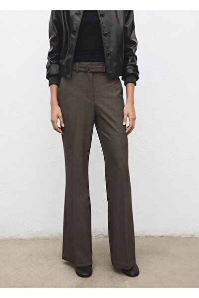 MANGO Woman Kemerli düz kesim pantolon