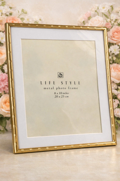 esdekor إطار صور معدني مخطط ذهبي من ماي هوم مقاس 20×25 سم، قطعة واحدة، هدية د...