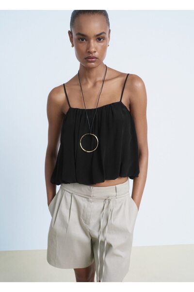 MANGO Woman Balon crop bluz