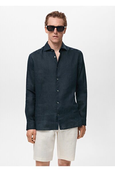 MANGO Man %100 keten slim fit gömlek