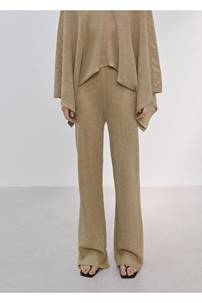 MANGO Woman Orta bel örgü pantolon