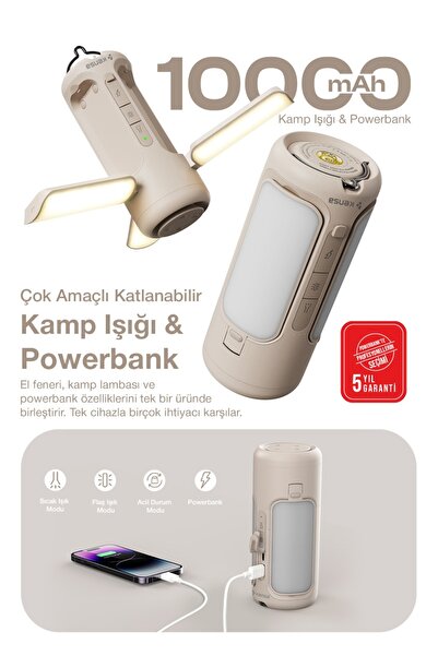 Kensa 10.000 mAh LED Kamp Lambalı Powerbank – Taşınabilir Aydınlatma ve Hızlı...