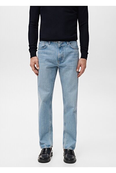 MANGO Man Pantaloni din denim Moby cu croială dreaptă și spălare deschisă la ...