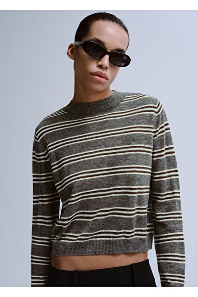 MANGO Woman Çizgili triko kazak