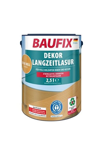 BAUFİX Dekor Langzeitlasur Şeffaf Su Bazlı Ahşap Verniği 2,5 Lt
