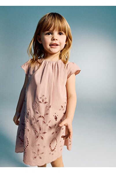 MANGO Baby Ajur detaylı işlemeli elbise