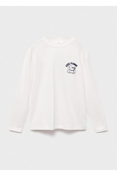 MANGO Kids Памучна тениска с релефен десен