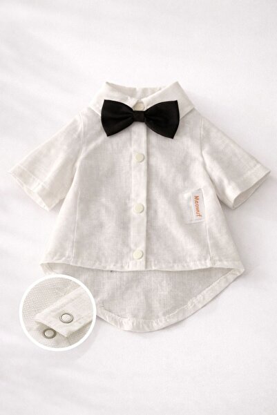 meowuf Siyah Papyonlu Beyaz Gömlek Yazlık Kedi ve Köpek Kıyafeti 1-11 Kg