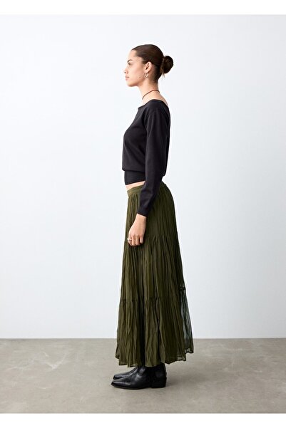 Mango Teen Dökümlü uzun etek