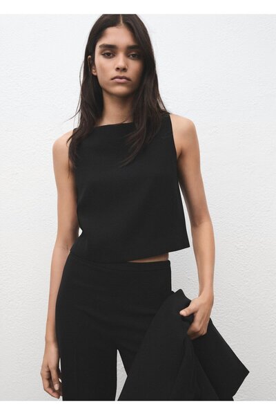 MANGO Woman Crop kumaş yelek