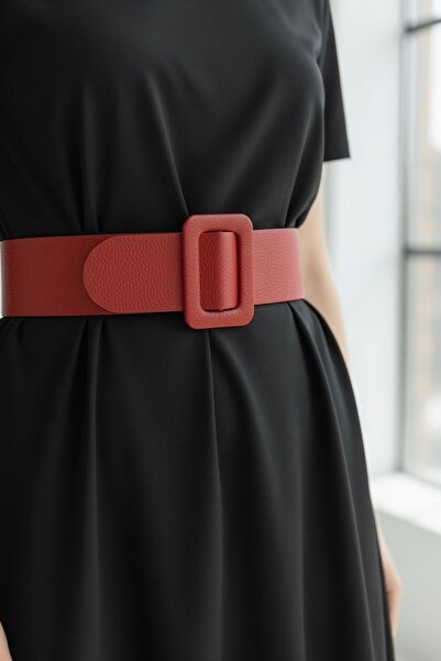 Kemerix Women's Red Leather Look Waist Belt