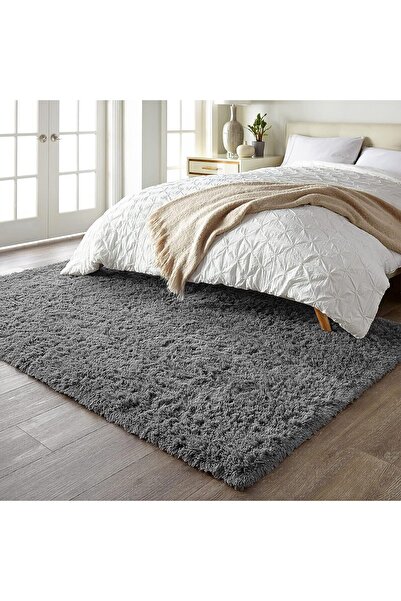 SARAZ HALI Covoraș gri lavabil, bază anti-alunecare, covor moale cu fir lung,...
