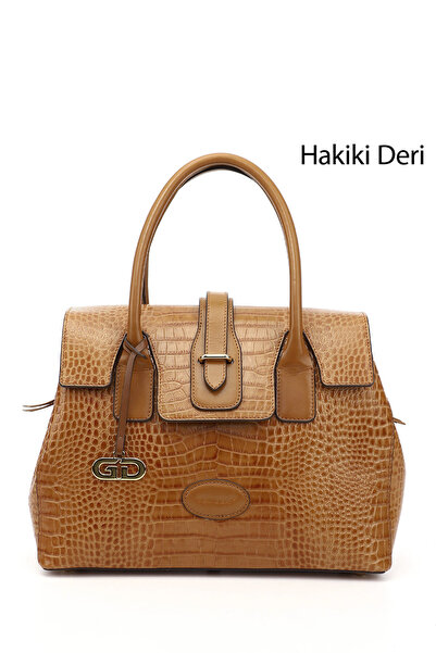 GÖNDERİ(R) TABA KRAKO Gön حقيبة كتف ويد نسائية جلد طبيعي بلاتينيوم حجم كبير B...