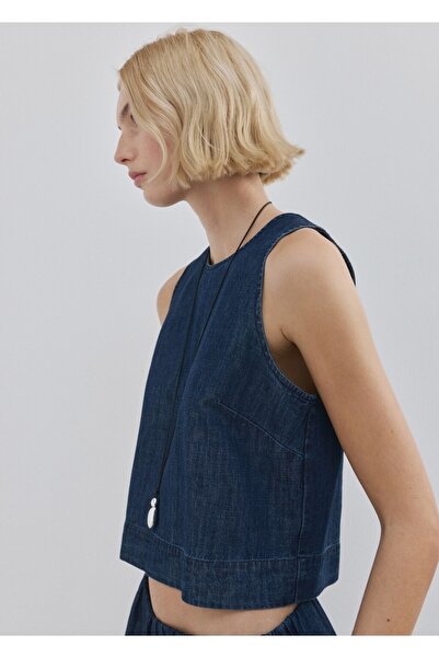 MANGO Woman Dikiş altı denim üstü