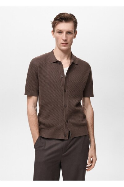 MANGO Man Kalıplı triko gömlek