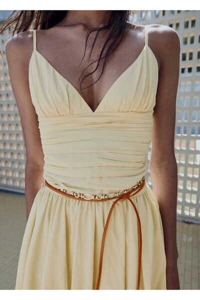 MANGO Woman Balon görünümlü kısa elbise