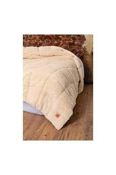 Cotton Box Плюшева двоспальна ковдра кремового кольору