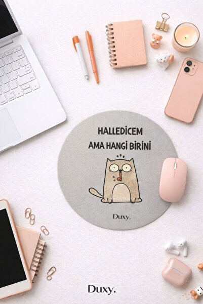 Duxy Espirili Kauçuk Mouse Pad, 19 cm, Kaymaz Taban, Ev Ofis Oyun için Rahat ...