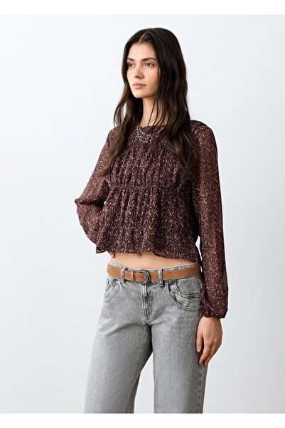 Mango Teen Büzgülü desenli bluz