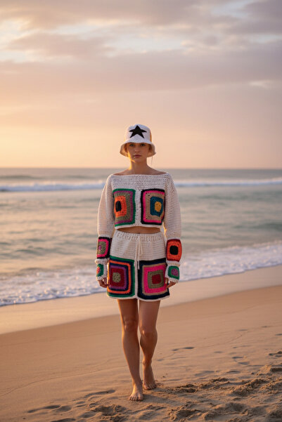 El örgüsü Ydr Design Hand Knitted Double Suit