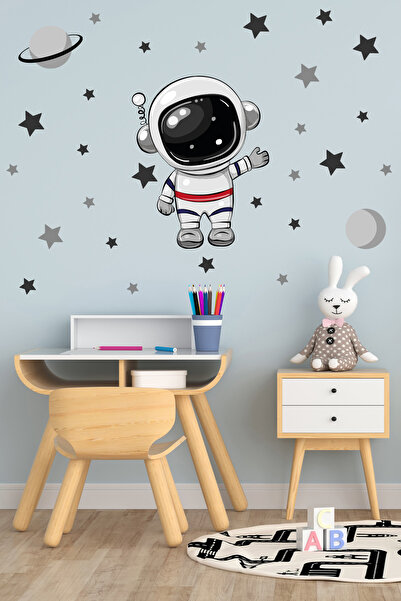 Tilki Dünyası Decorative Cute Astronaut and Stars Kids Room Wall Sticker Set