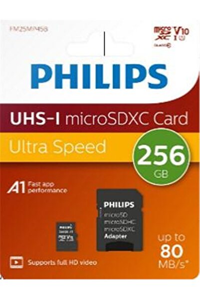 Philips Fm25Mp45B/00 256Gb Class10 Uhs-I U1 Micro Sdxc Memory Card with Tf Ad...