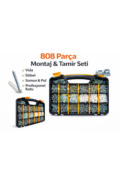 Civtex 808 Parça Vida Seti Dübel Somun Pul Ev Ofis Organizer