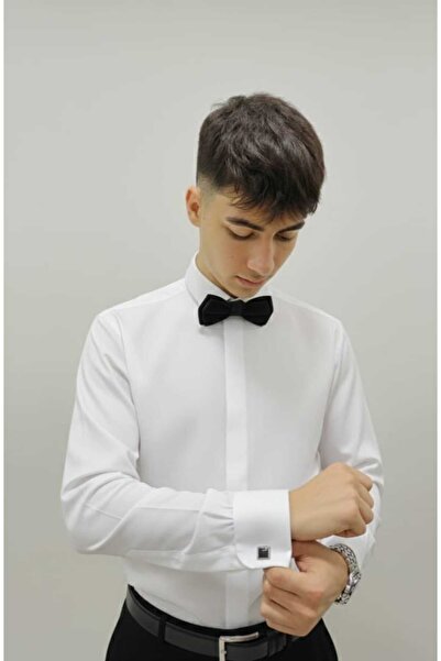 SENİOR قميص رجالي بأزرار أكمام وفتحة مخفية