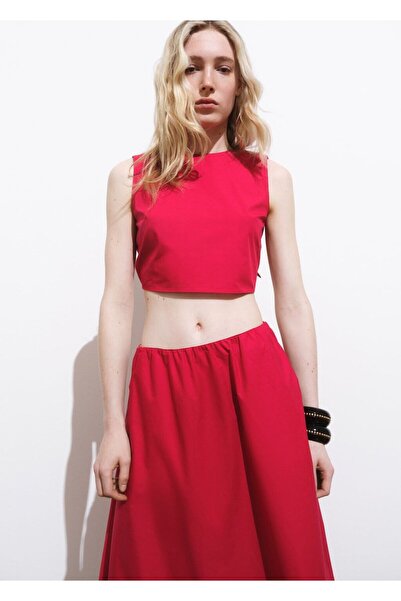 MANGO Woman Sırtı bağ detaylı kısa bluz