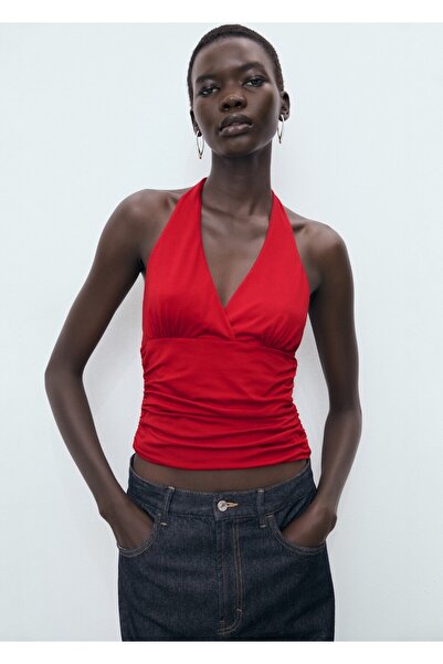 MANGO Woman Sırtı açık V yakalı bluz