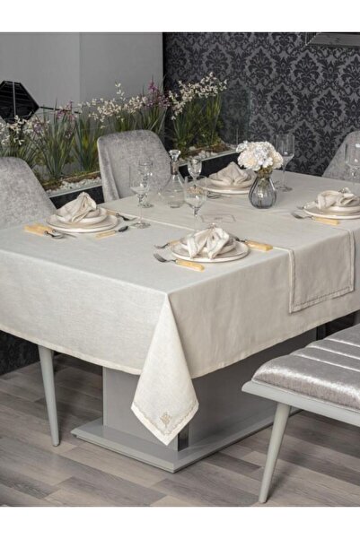 Cotton Box Set Fete de Masa In Pera Ecru 175x240