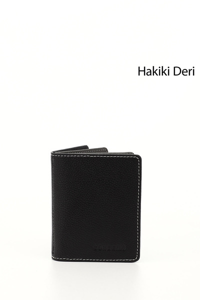 GÖNDERİ(R) حافظة بطاقات للجنسين من الجلد الطبيعي باللون الأسود أنثراسايت 06499