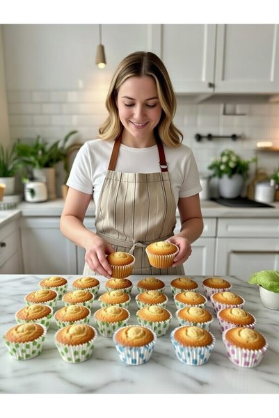 Trend Home Life 300 Adet Büyük Boy Muffin Cupcake Kağıdı, Puantiye Işlemeli Kağıt Muffin Kek Kalıbı Desenli