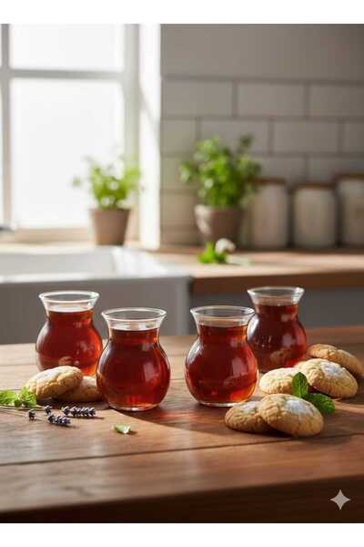 Muhtelif 6lı Termosilikat Cam Çay Bardağı