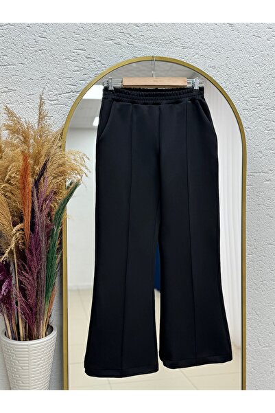 BENAHOLL Bemuna İspanyol Paça Çımalı Scuba Pantolon-EU2450 Siyah