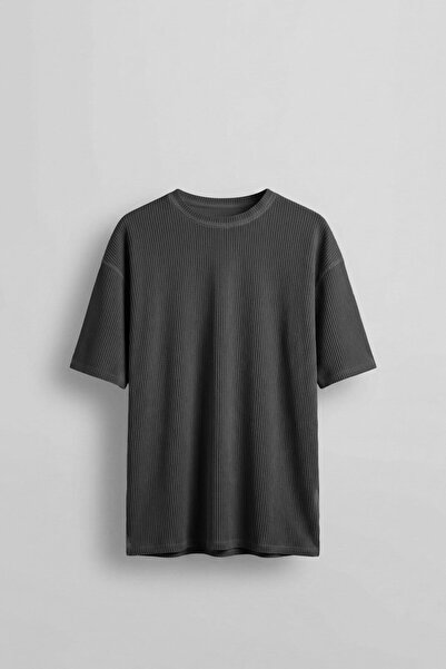 ablukaonline Ανδρικό πλενόμενο ριχτάρι Oversize T-Shirt Μαύρο