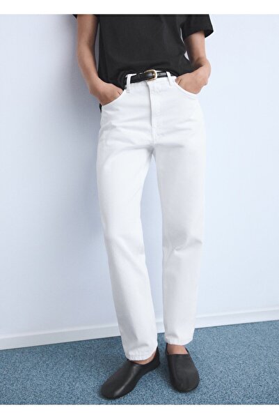 MANGO Woman Orta bel düz kesim jean