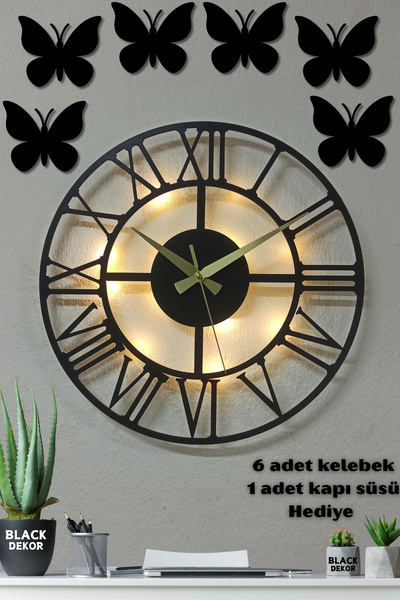 Blackdekor Roma Rakamlı Modern Duvar Saati Oturma Odası Duvar Saati Mutfak Sa...