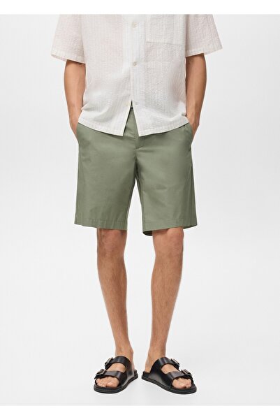 MANGO Man Dar kesim chino pamuklu bermuda şort
