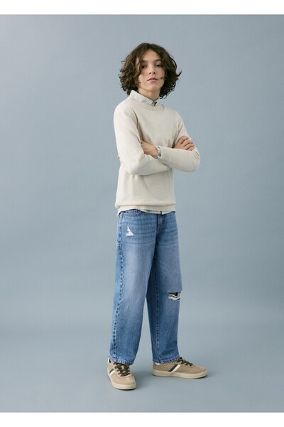 MANGO Kids Orta bel düz kesim jean