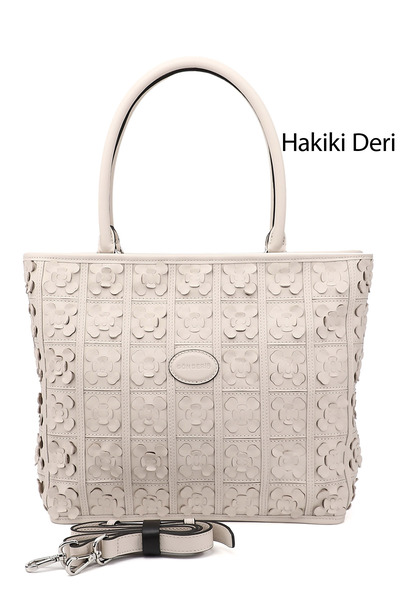 GÖNDERİ(R) حقيبة يد وكتف نسائية من الجلد الطبيعي باللون البيج