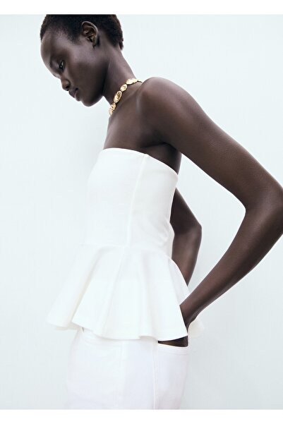 MANGO Woman Peplum straplez top