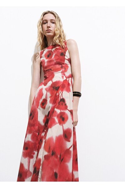 MANGO Woman Çiçek desenli evaze elbise